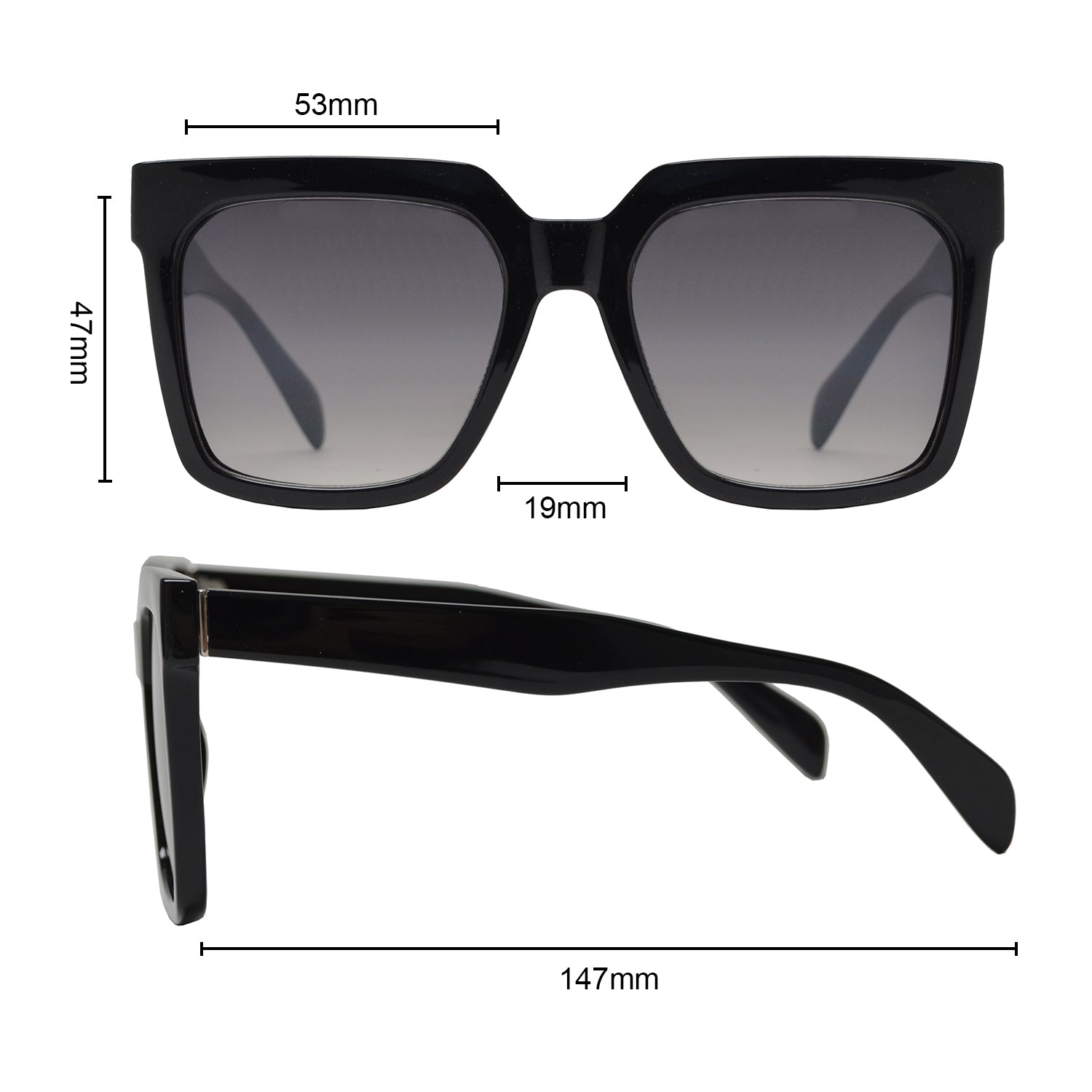 Sunglasses Men Women Square Frame Oversized Flat Lens Luxury 