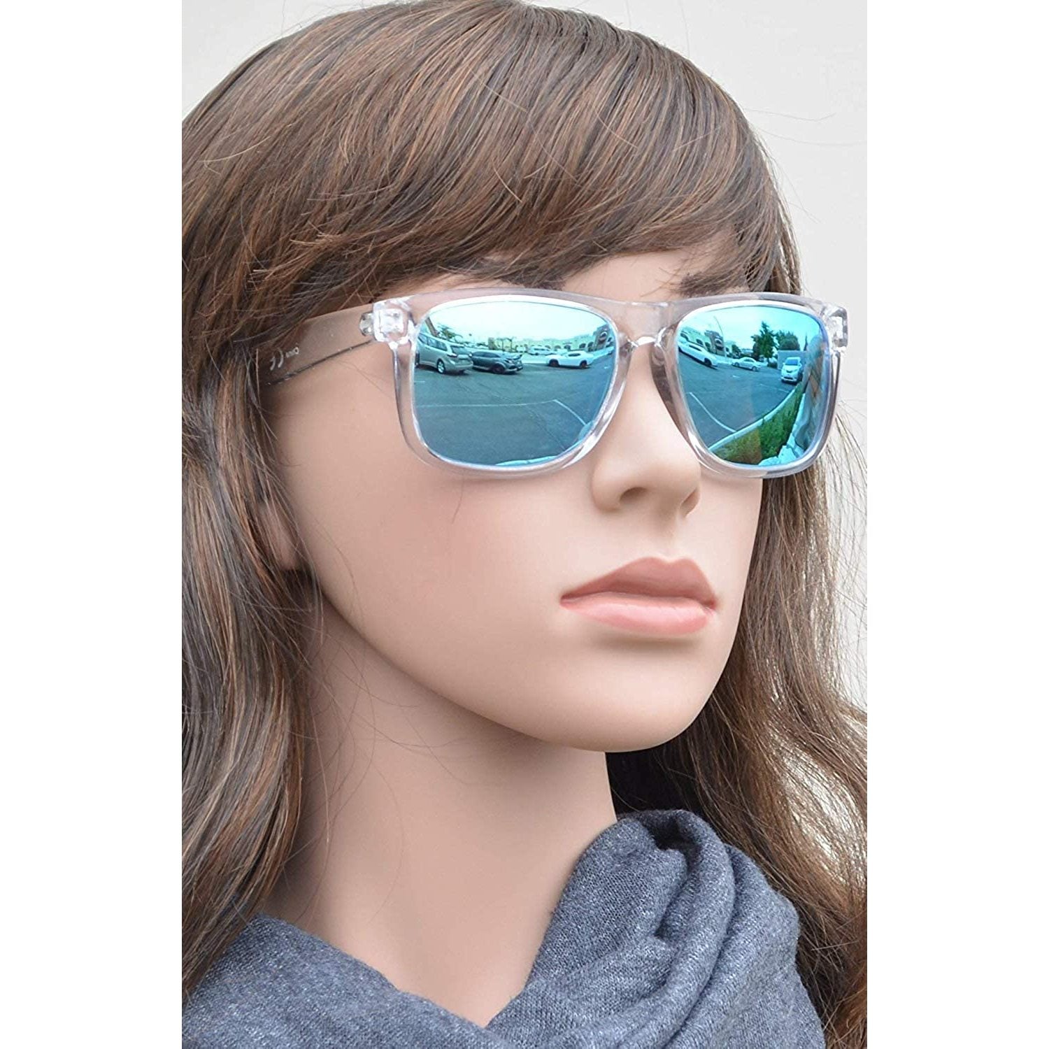  PZ Clear Frame Polarized Sunglasses with Flat Lens for