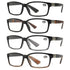Classic Rectangular Reading Glasses 4 Pack